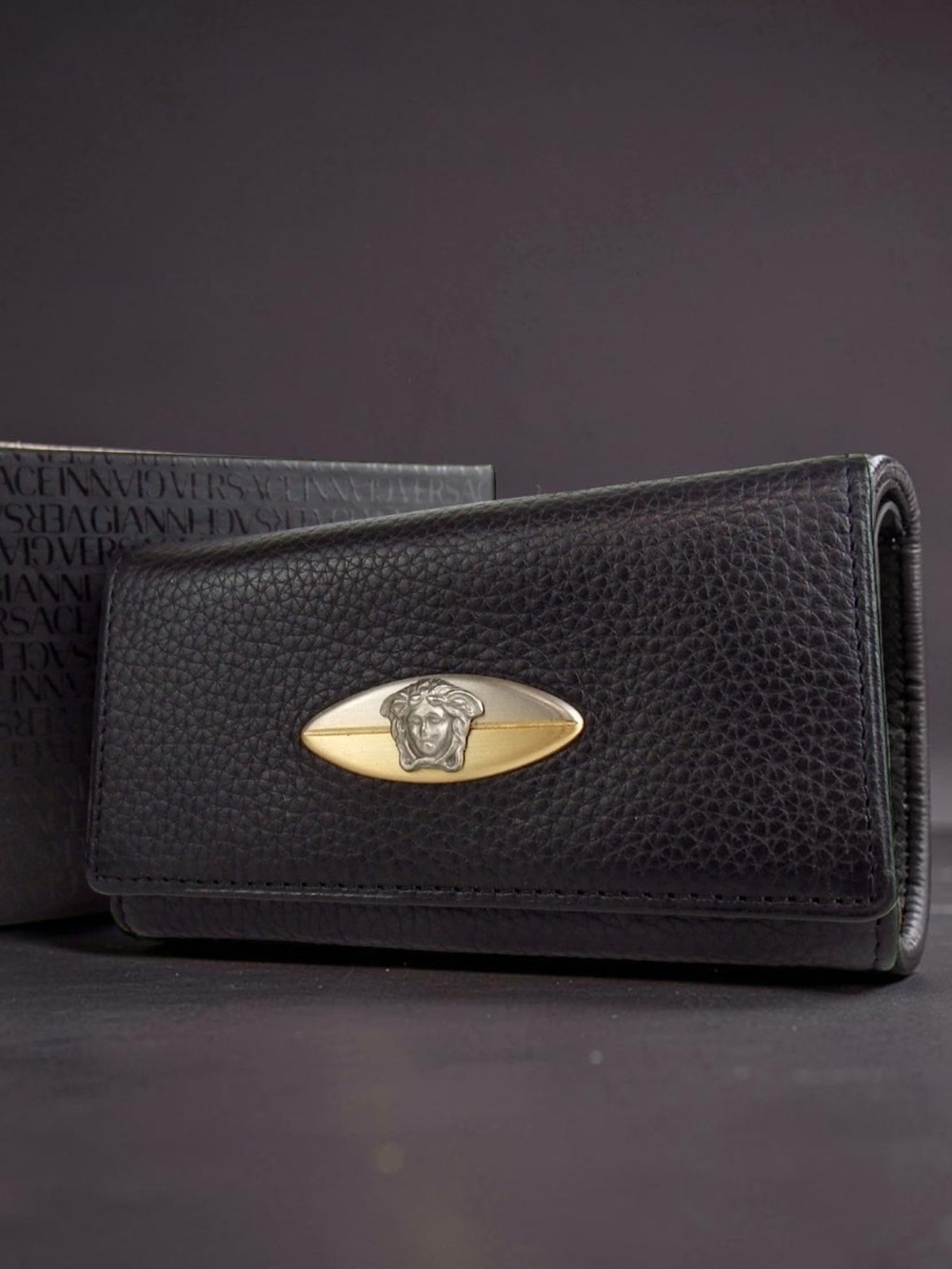 Gianni Versace Medusa Head 6-Key Holder Leather Case 😍🖤🔥